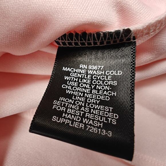 Liz Claiborne Career Pink Lined Blouse Sheer Flutter Sleeve Work Top Size L - Picture 6 of 7